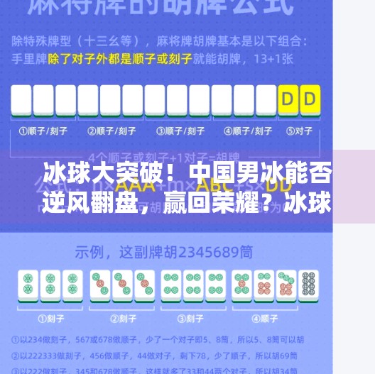 冰球大突破！中国男冰能否逆风翻盘，赢回荣耀？冰球大突破能赢回来吗